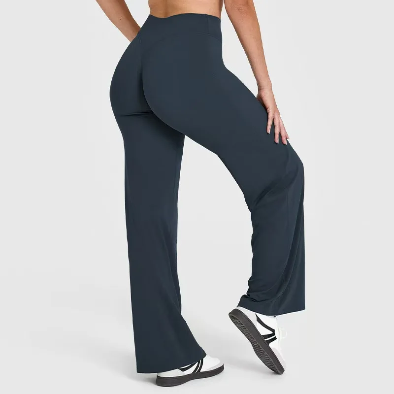 Women's High Waist Wide Leg Yoga Pants Butt Lifting Tummy Control Soft Stretchy Flare Workout Athletic Pants for Gym Fitness Cas