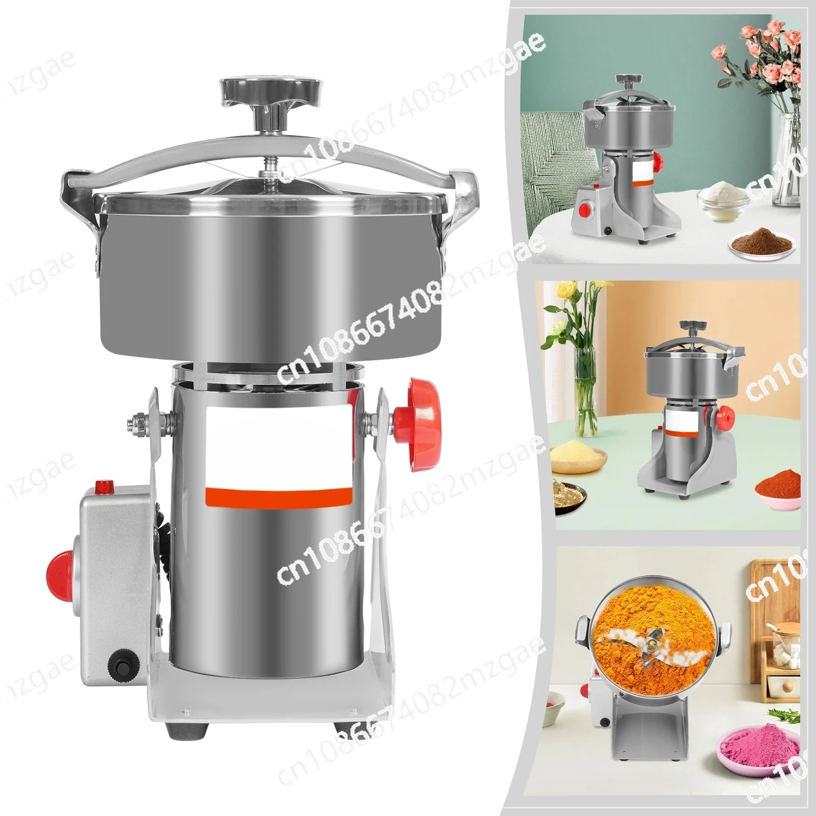 2500g Stainless SteelGrain Mill Grinder,110V Silver Commercial Grinders Countertop 13.6*19.1*16cm for Grinding Dry Materials
