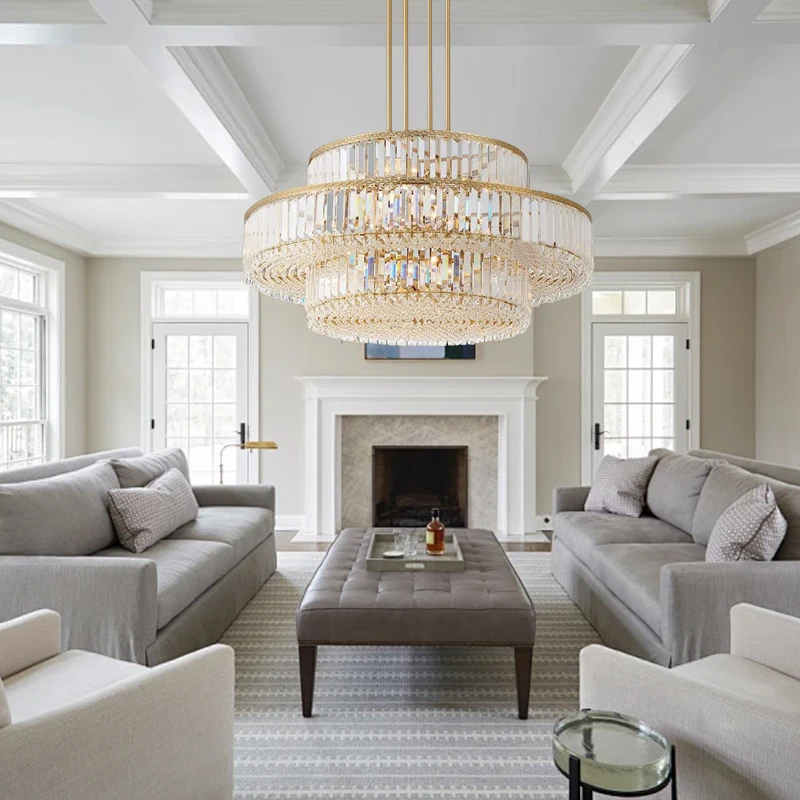 

Led Clear Crystal Round Pendant Lights Big Above Living Room Home Decoration Nordic Luxury Elegant Hanglamp Lamparas Modern