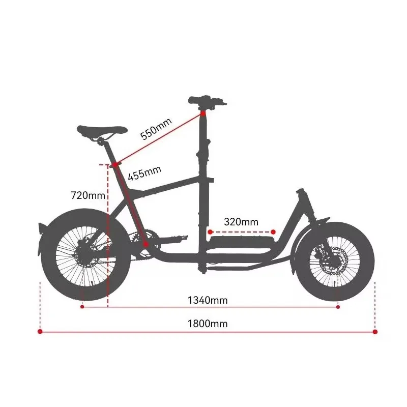Mini hybrid electric freight bike, optional accessories, practical vehicle for food delivery