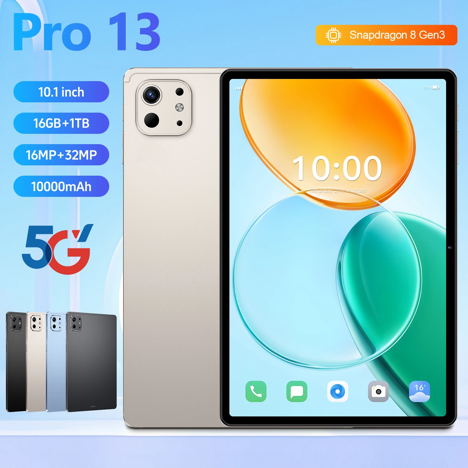 

2025 Original Pad 13 Pro Tablet PC Android 14 16GB+1TB 20000mAh Snapdragon 870 5G Dual SIM Card tablets android WIFI HD 4K Tab