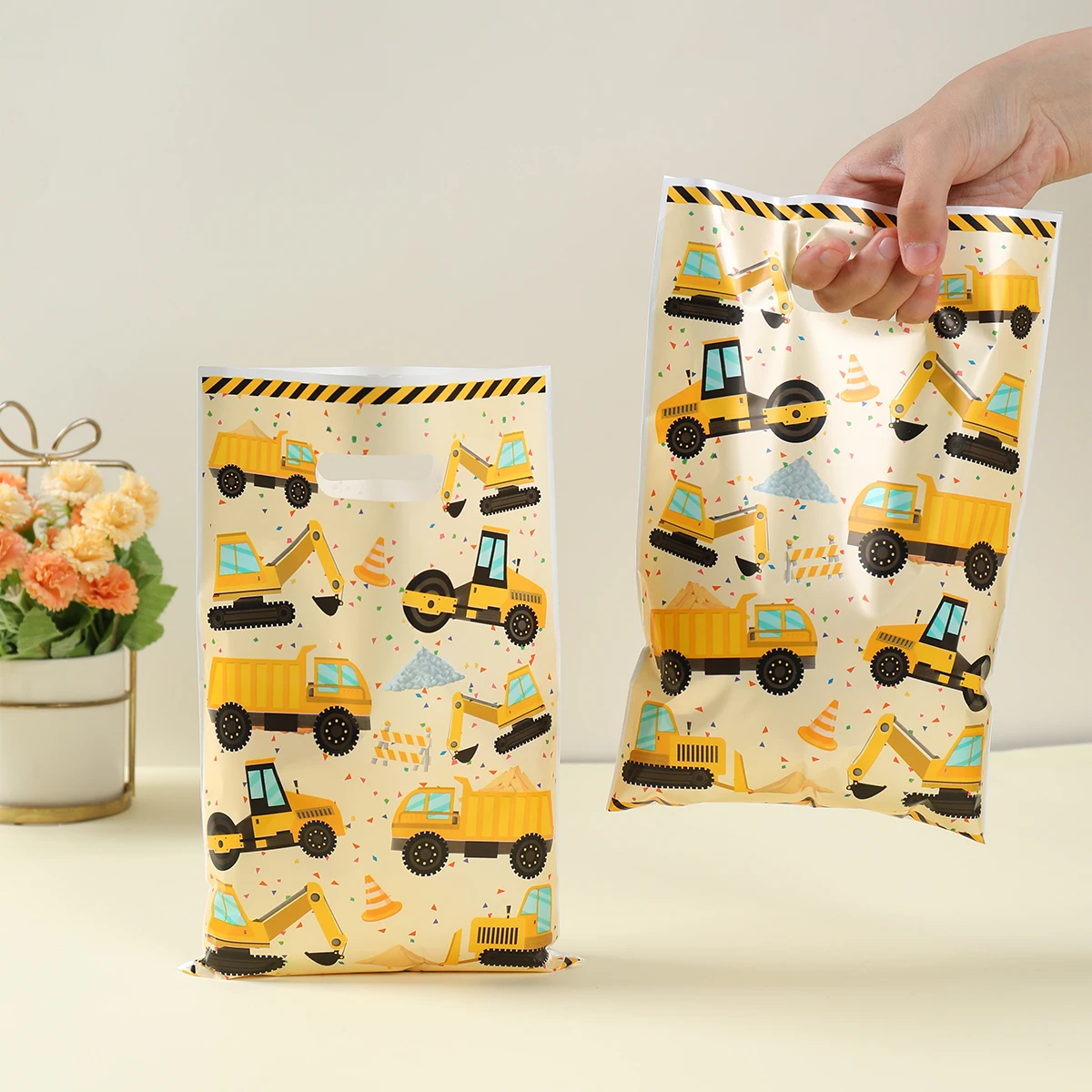 Engineering Vehicle Theme Handbag Gift Candy Packing Bag Construction Theme Birthday Party Decor Kids Baby Shower Party Supplies