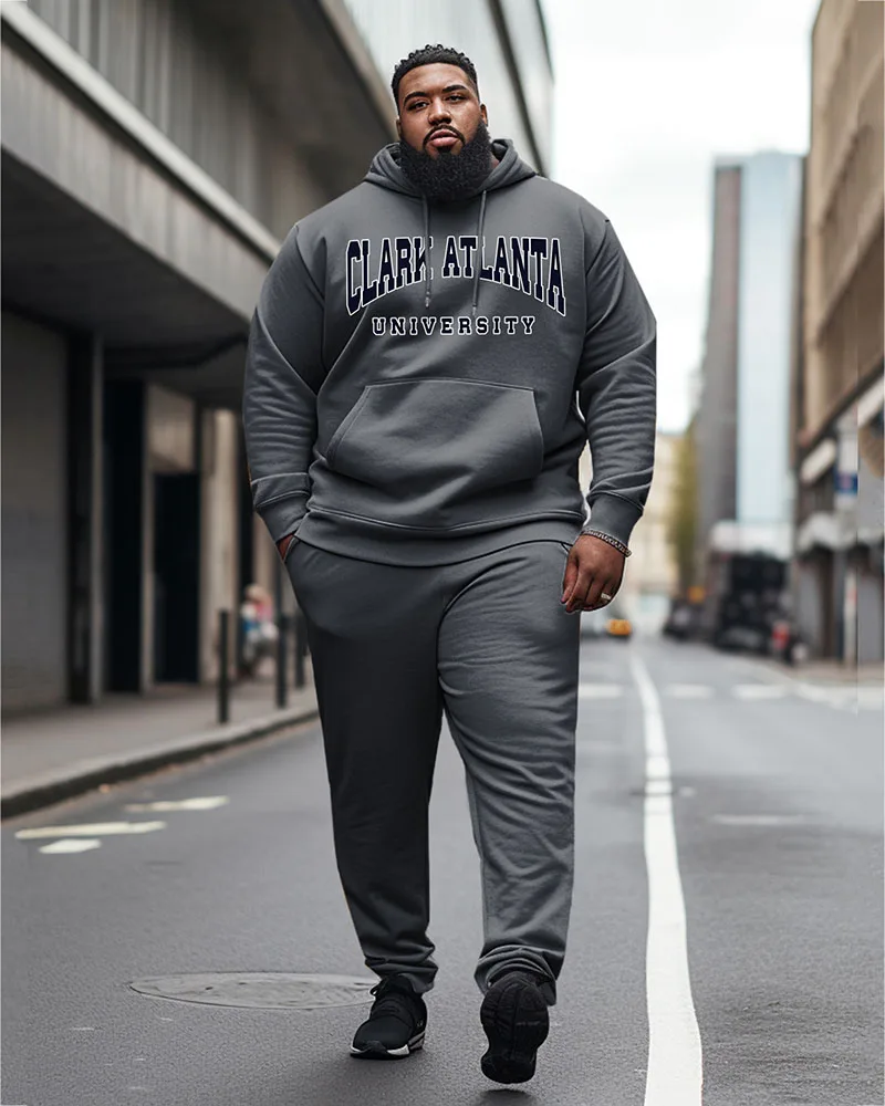 Biggmans Plus Size For Men\'s Plus Size Saint Augustine University Style Hoodie and Sweatpants Two Piece Set 7XL 8XL 9XL