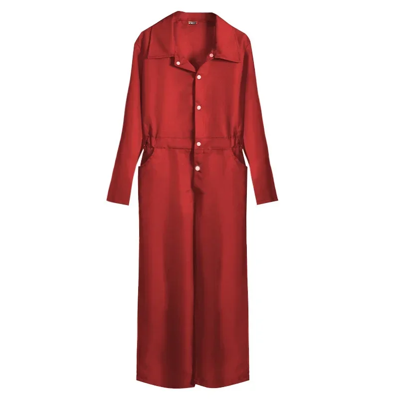 

Men Women Halloween Overall Costume Prisoner Red Orange Jumpsuit Men's Cosplay Uniform Horror Movie Arrival