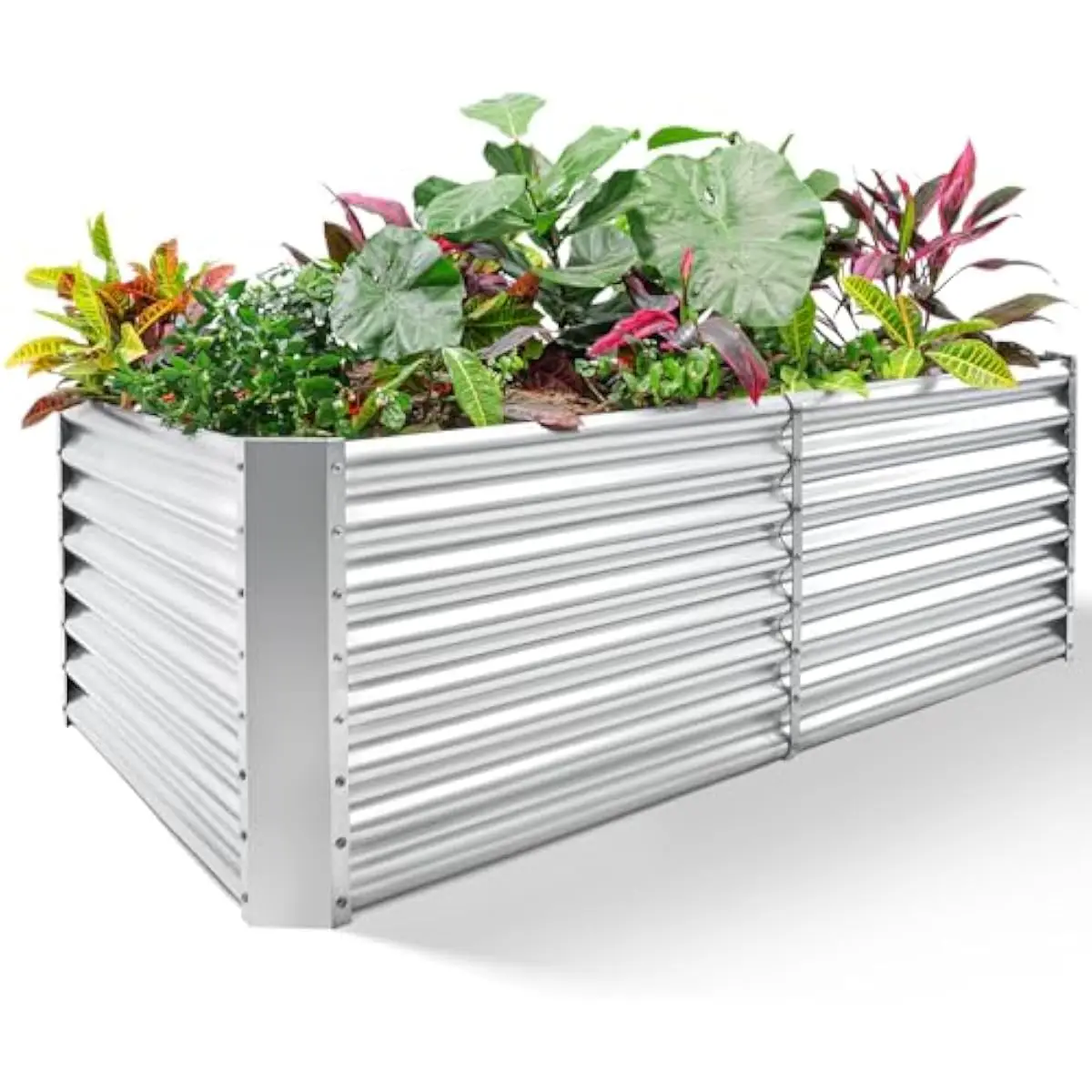 8 ft X 4 ft X 2 ft Heavy-Duty Galvanized Steel Raised Planter Box with Open Base and Integrated Drainage — Modern Minimalist out