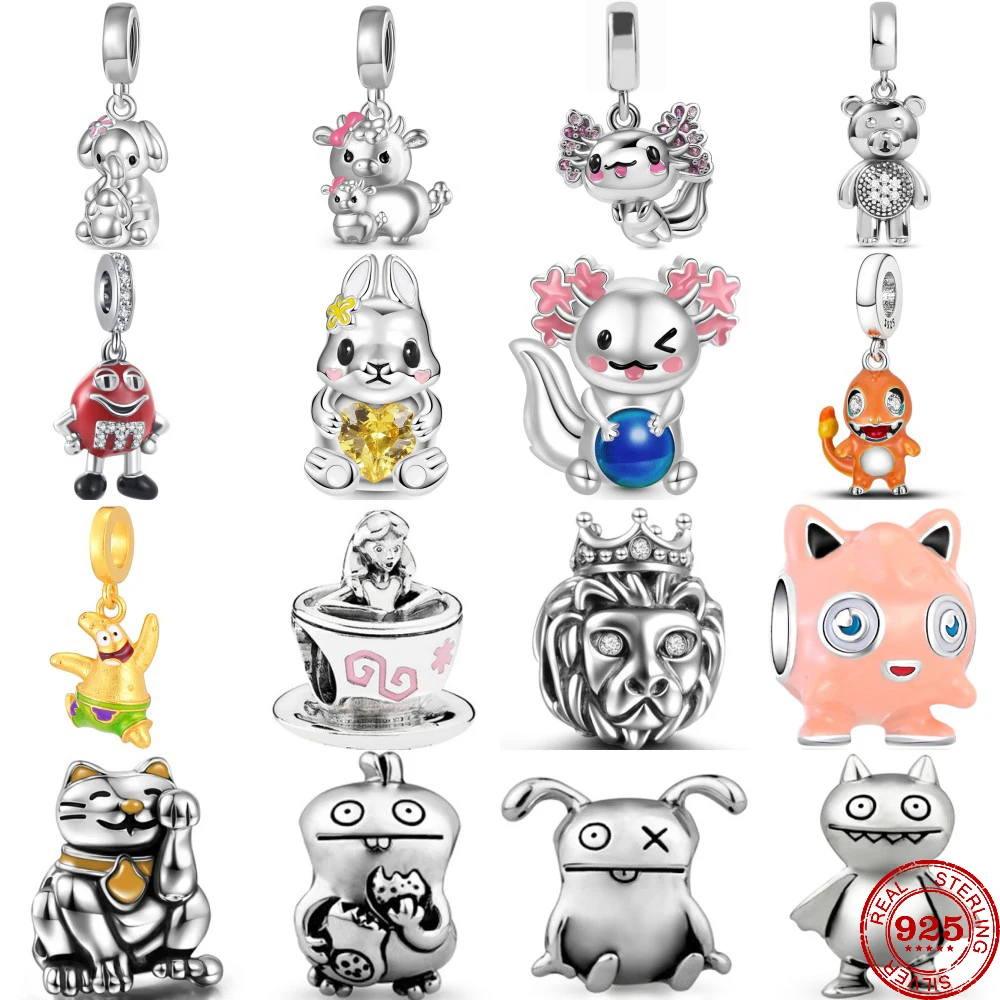 New 925 Sterling Silver The Lion Brings Wealth To the Cat Charms Beads Fit Original Pendant Bracelet DIY Fashion Woman Jewelry