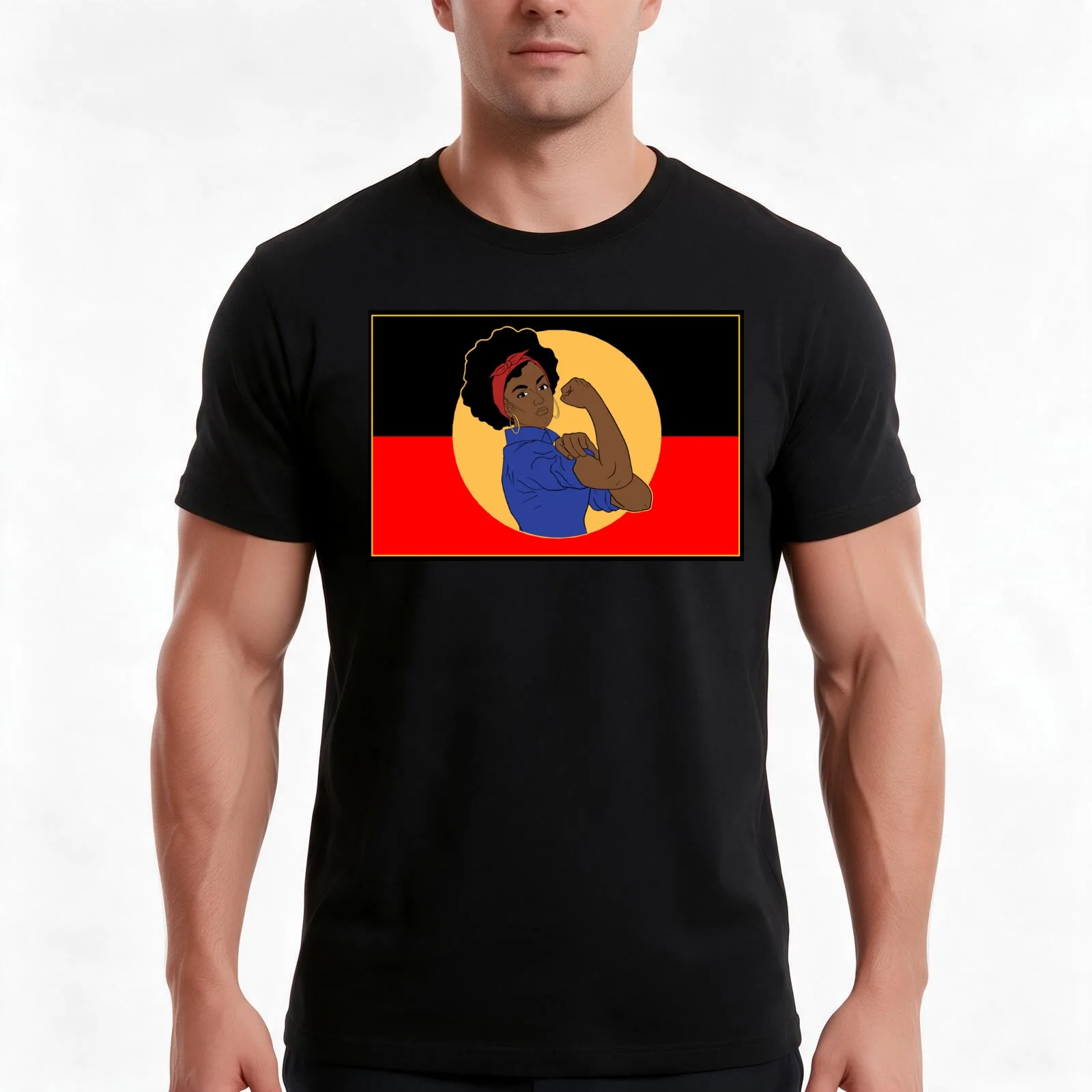 Strong blak woman flag T-Shirt, Summer Casual Cotton Tee, Oversized Streetwear Tops, Vintage Graphic Print, Unisex Men Women