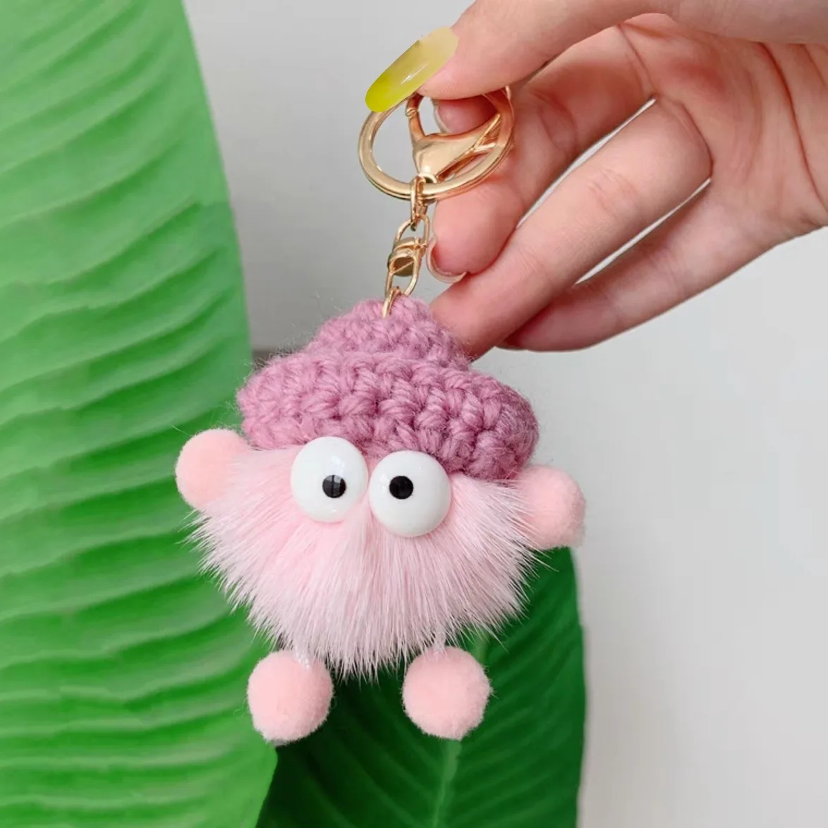 New Cute Mink Fur lanyard Briquettes Keychain Car KeyRing Pendant Plush doll School Bag Pendant Gift kawaii backpack keychains