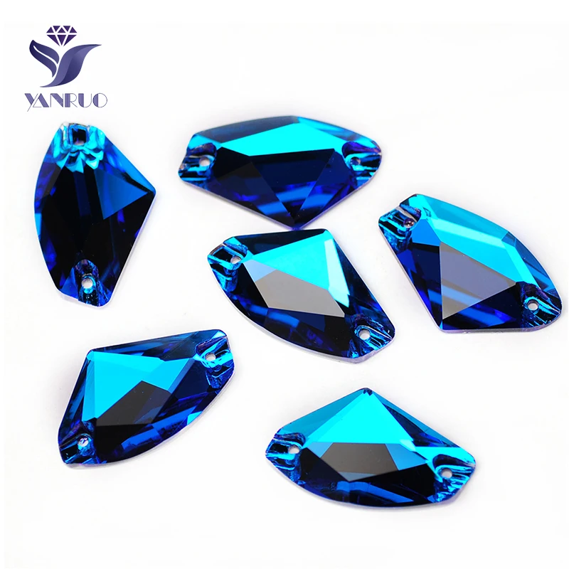 YANRUO 3256 All Sizes Blue Zircon Galactic Loose Diamond Sew On Crystal Strass Flatback Rhinestone For Garments