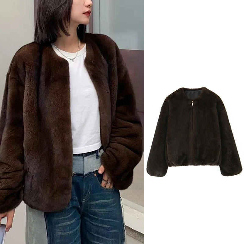 

Women Faux Fur Coat 2025 Autumn Winter New Fashion Parkas Thicken Coat for Women Casual Chic Ladies Jacket