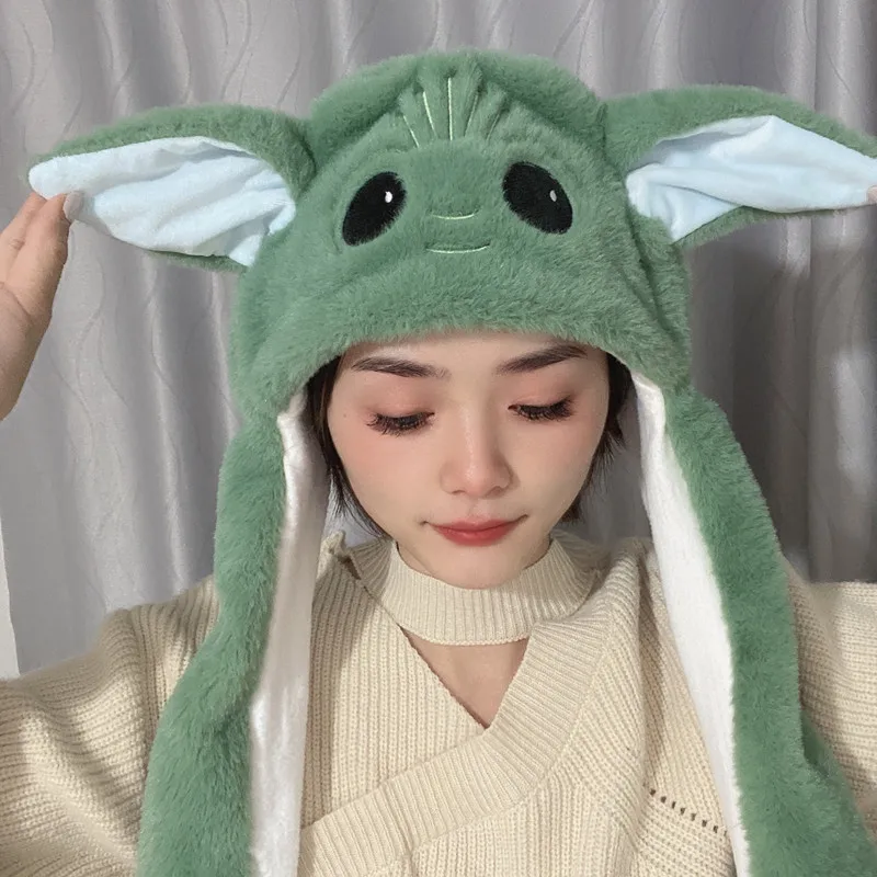 Disney Kawaii Anime Star Wars Baby Yoda Plush Hat Baby Yoda Figure Kawaii Cartoon Ears Hat Kids Toys Boys Girls Christmas Gift