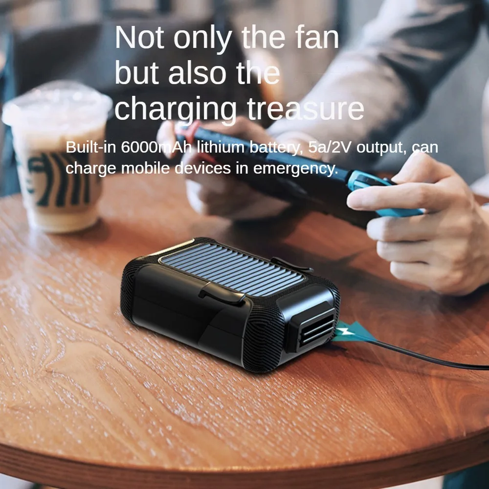 مروحة خارجية معلقة على المعصم USB رسن صغير محمول صغير خالي من الشفرة مكيف هواء متنقل للطوارئ بنك طاقة 6000 مللي أمبير في الساعة