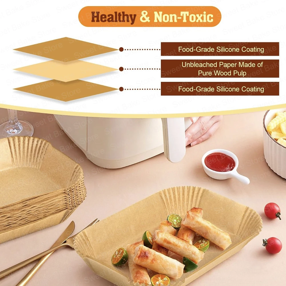 بطانات ورق زبدة كبيرة للمقلاة الهوائية للاستعمال مرة واحدة لشواية نينجا فودي ماكس الصحة وAG551EU/AG651UK، ملحقات مقلاة الهواء