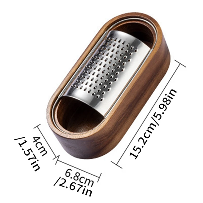

1PC-Stainless Steel Cheese Grater, Storage Box Made of Red Sandalwood, Cheese Tool Grater, Slicer Retail
