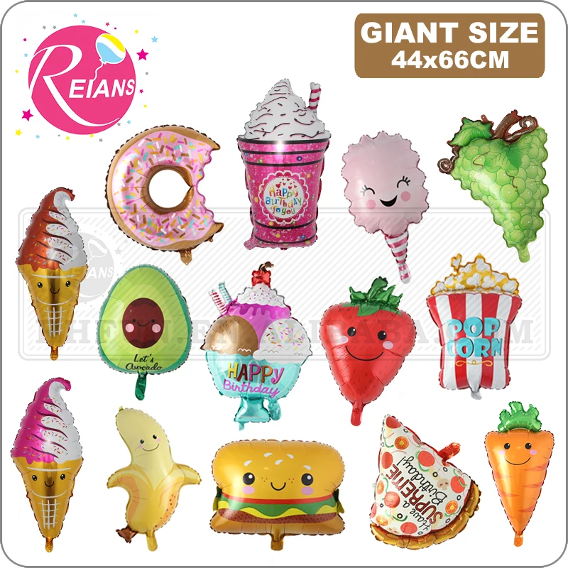 Cartoon big Hamburg ice cream Popcorn cake donut Pizza fruit food balloon birthday party decoration cake shop inflatable balloon