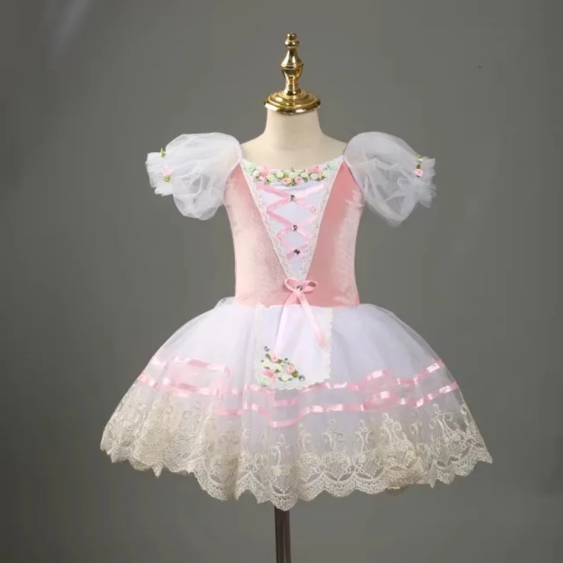 Professional Ballet Tutu Pink Gisele Competition Adults Child Flower Ballet Tutu Dress For Girls Kids Leotard Ballerina Dress