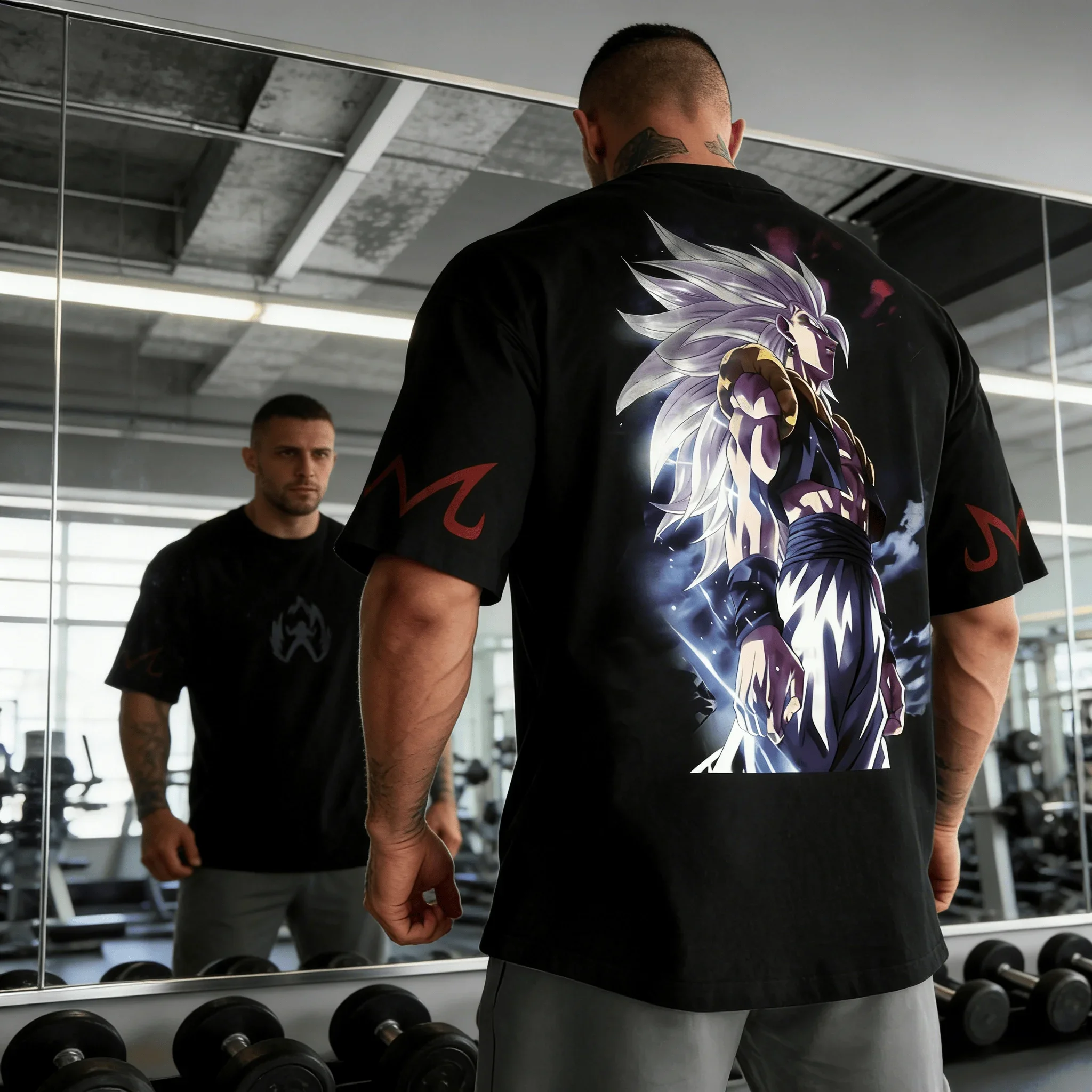 

Dragon Ball Gogeta Super Saiyan 5 Purple Flame Double Sided Print Cotton T-Shirt Oversized Casual Unisex Anime Top for Men Women