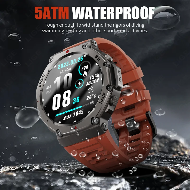 GPS Smart Watch AMOLED 5ATM Waterproof Built-in Dual-band GNSS Compass Military Sport Fitness Smartwatch Men New for Xiaomi 2025 image 3