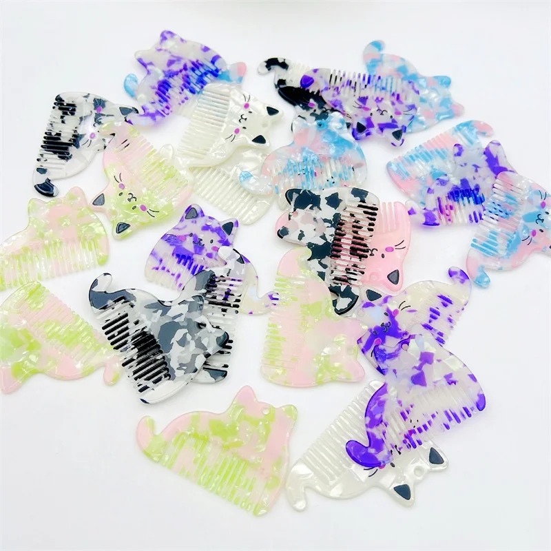 نمط جديد 50 قطعة/الوحدة اللون طباعة الكرتون مشط تأثير القطط شكل الاكريليك الخرز diy مجوهرات أكياس الملابس قلادة الإكسسوارات