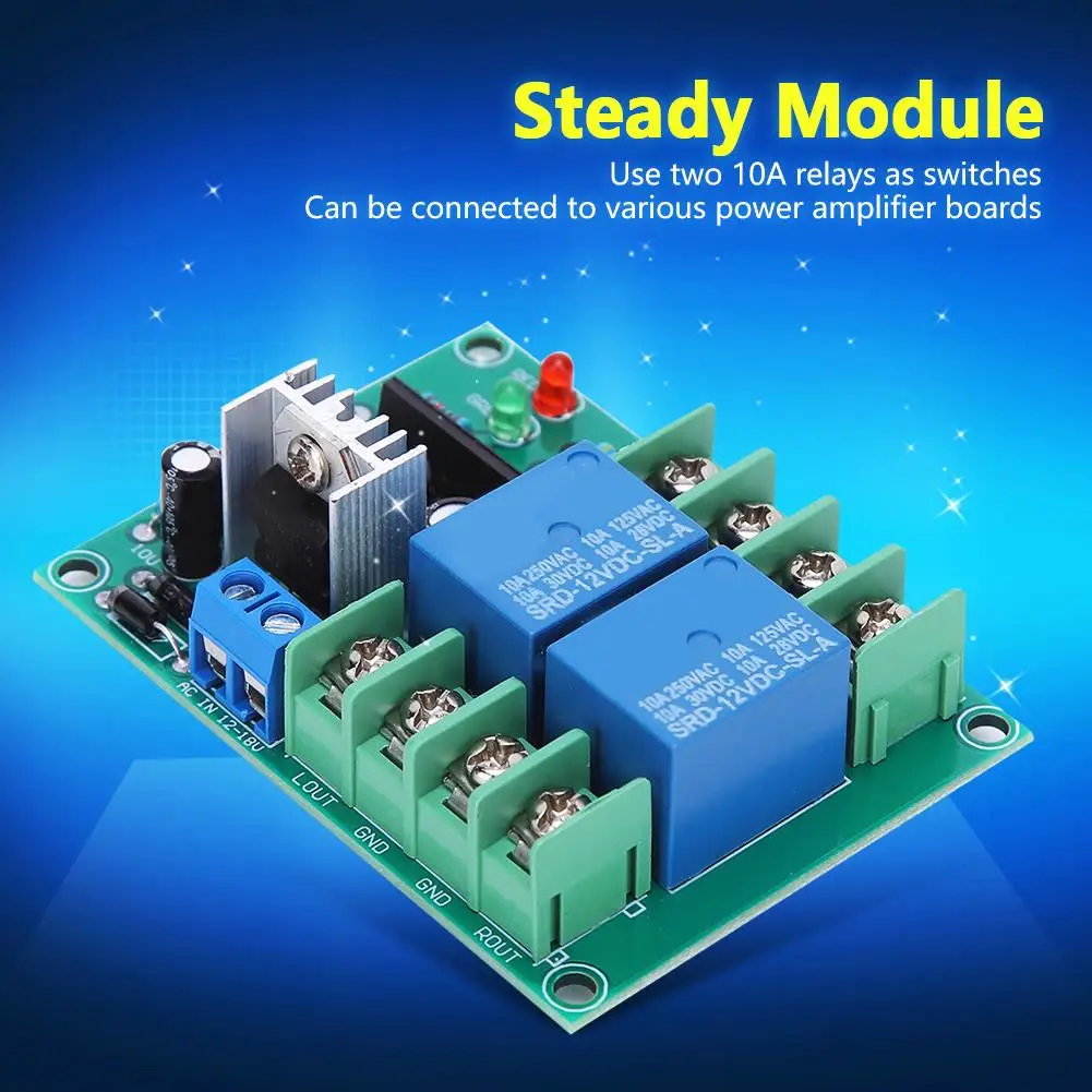 Dual Channel Power On Mute Delay Speaker Protection Circuit Board 10A DC12-18V