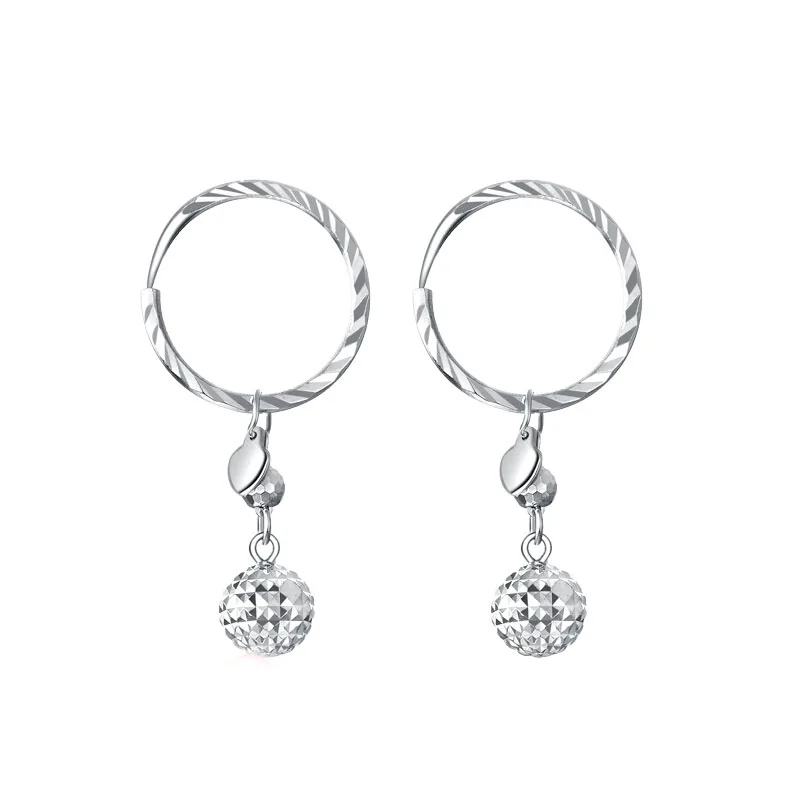 Fine Pure Platinum 950 Earrings Drop For Women Hollow Raindrop Carved Link Circle Earrings Dangle Hoop 2.4-2.5g  Pt950