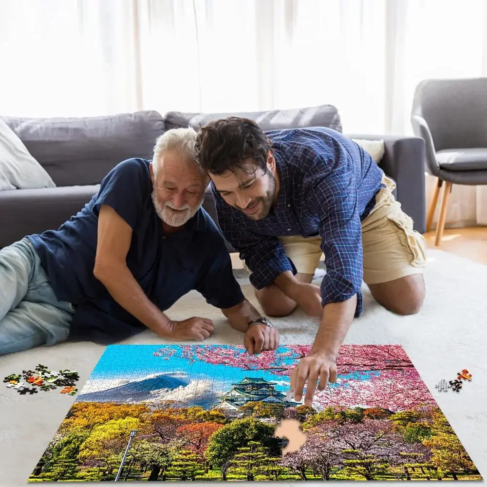 1000/500/300/120 sztuk papierowe puzzle dla dorosłych w kwiatach wiśni krajobraz puzzle gry zabawa rodzinna zabawka noc gier prezent