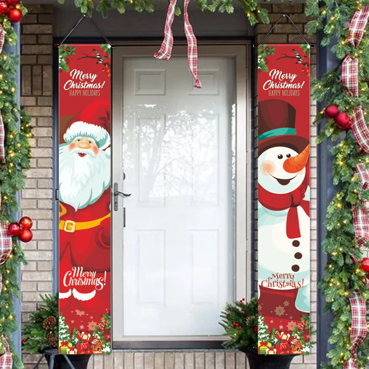 Christmas Outdoor Door Banner Flag Merry Christmas Porch Sign Decorative for Home Yard Front Door Navidad Natal Gift New Year