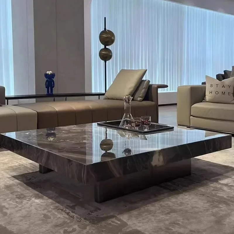 Modern Coffee Table Top Living Room Rectangular Stone Marble Top Coffee Table Italian Luxury Muebles Para ElHogar Furniture