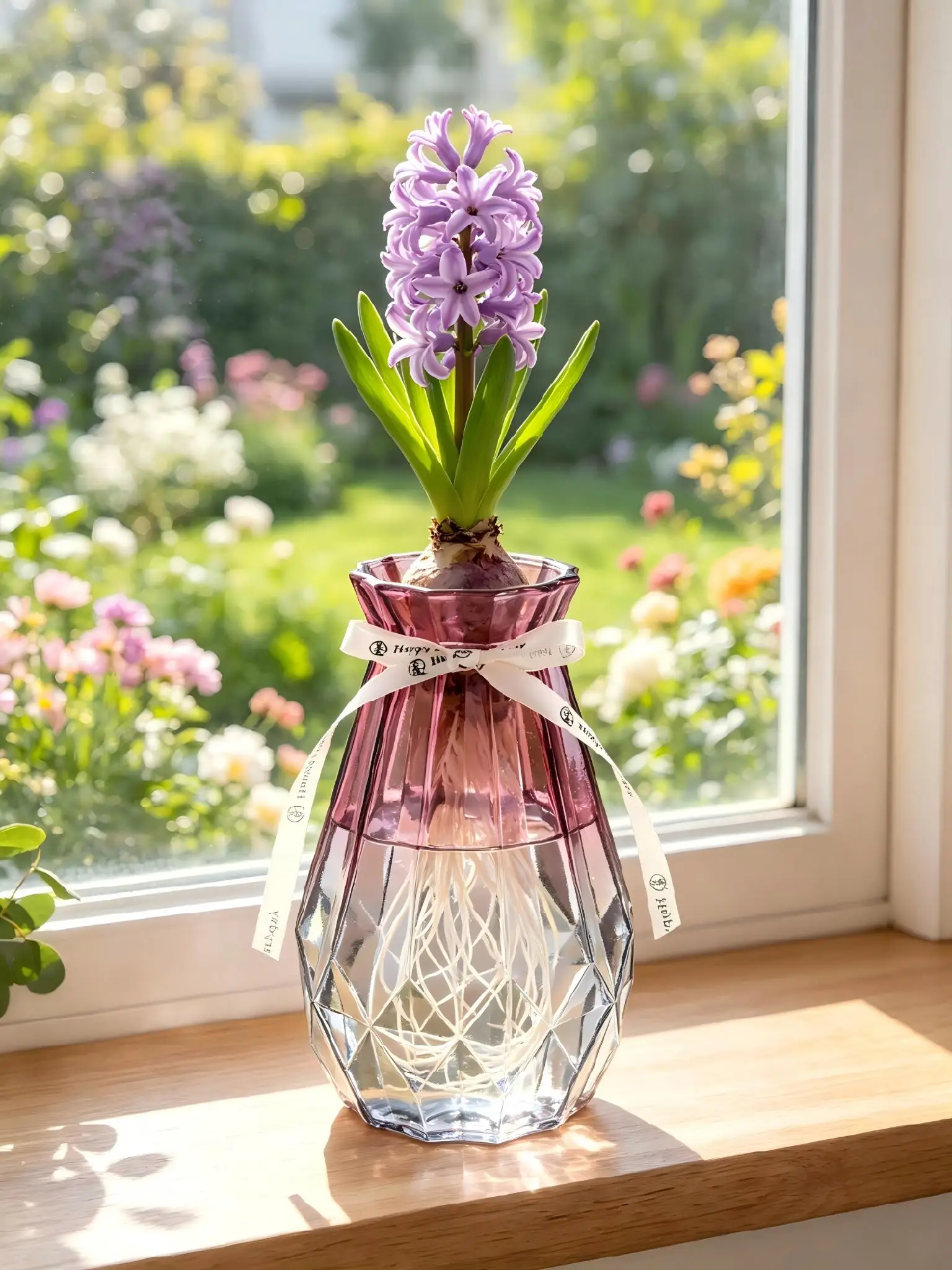 Colorful Glass Small Flower Vase Mini Clear Hydroponic Hyacinth Planter Pot Desktop Decoration for Home Living Room Dining Table
