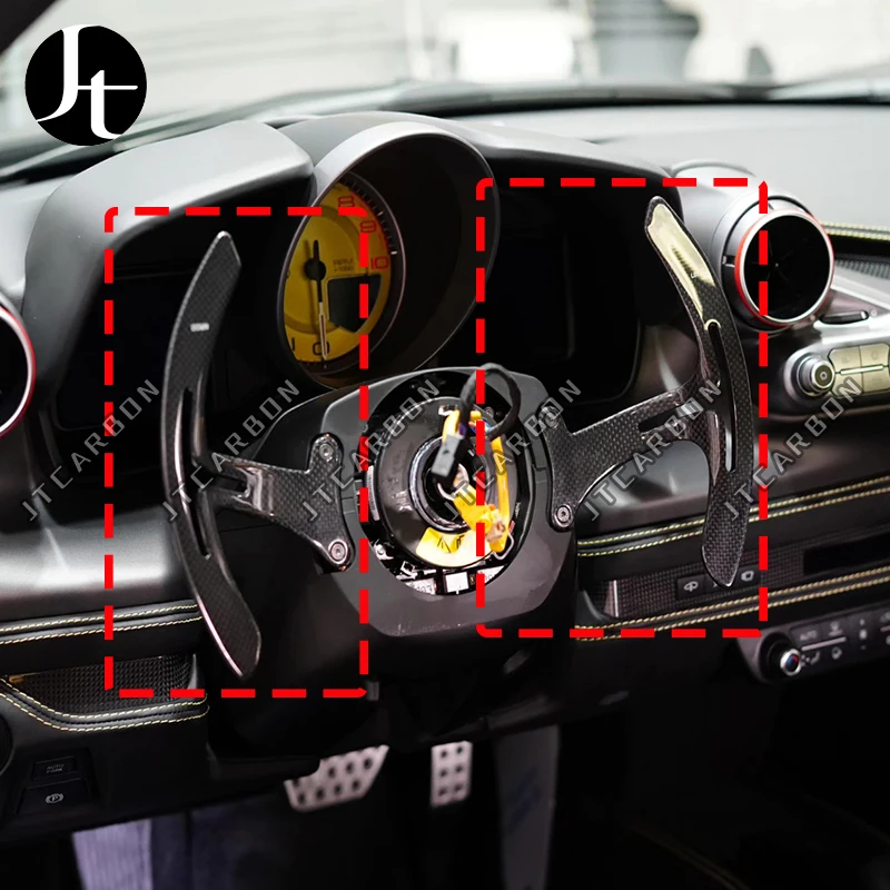1 Pair Car Steering Wheel Paddle Shifter Extension Cover For Ferrari 488 F8 296 SF90 812 Dry Carbon Fiber Shifter Trim Paddles