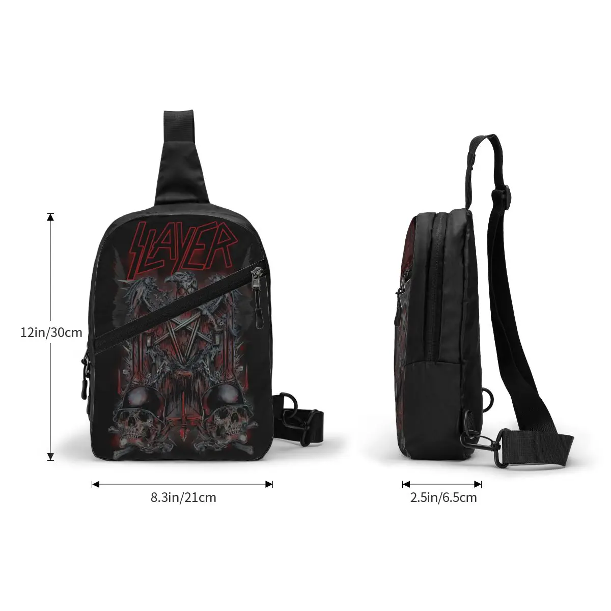 Customized Heavy Metal Rock Band Slayers Sling Bags for Men Cool Shoulder Chest Crossbody Backpack Travel Hiking Daypack