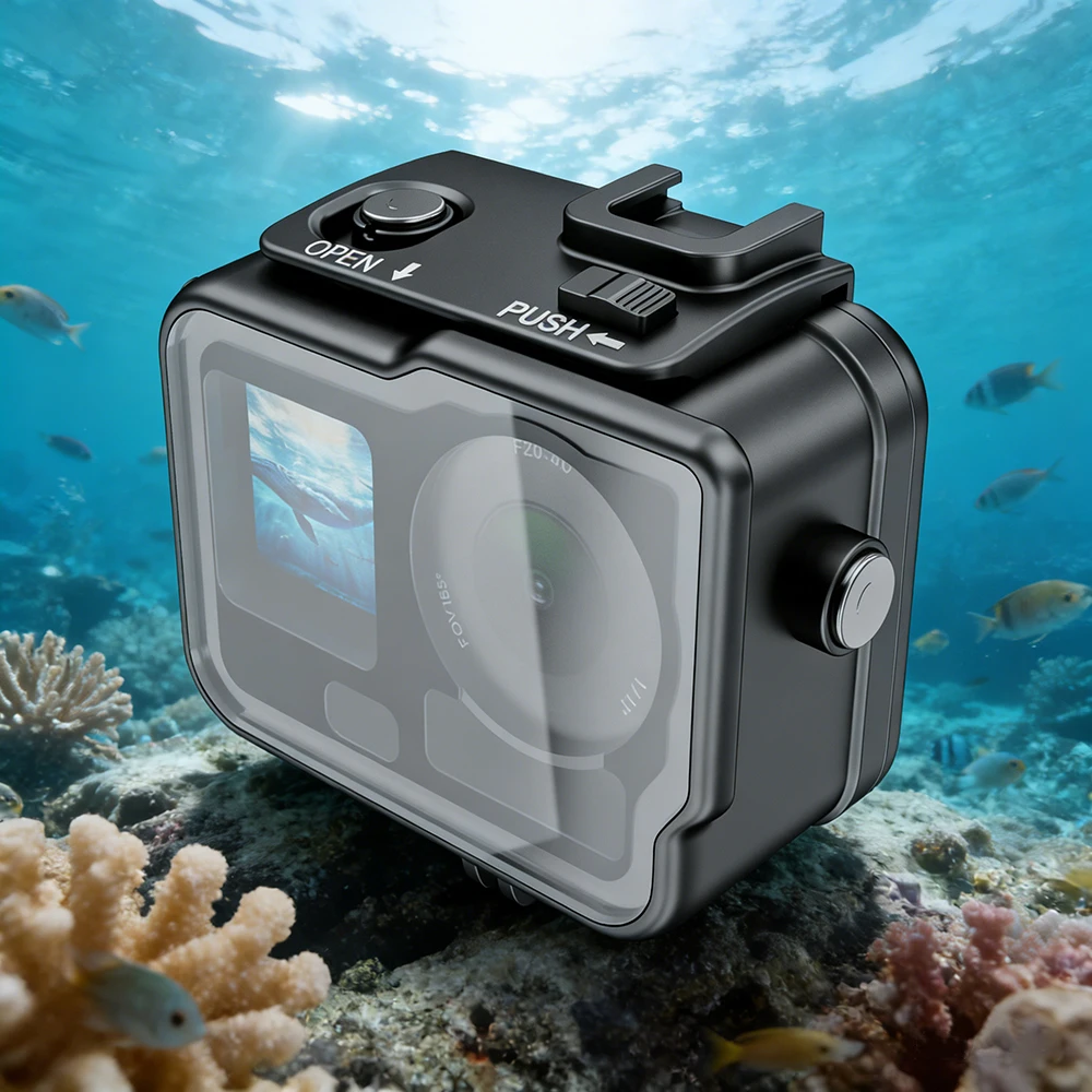 

Seafrogs 60 м ручка для дайвинга из алюминиевого сплава для Seafrogs DJI Action 6/4/5, водонепроницаемый чехол, регулируемая ручка для серфинга и дайвинга