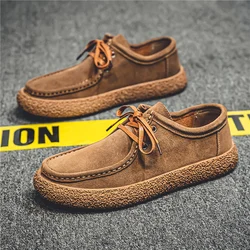 Fashion Retro Casual Men Shoes Comfortable Lace-up Loafers Shoes Men Flat Sneakers Classic Light Driving Footwear Zapatos Hombre