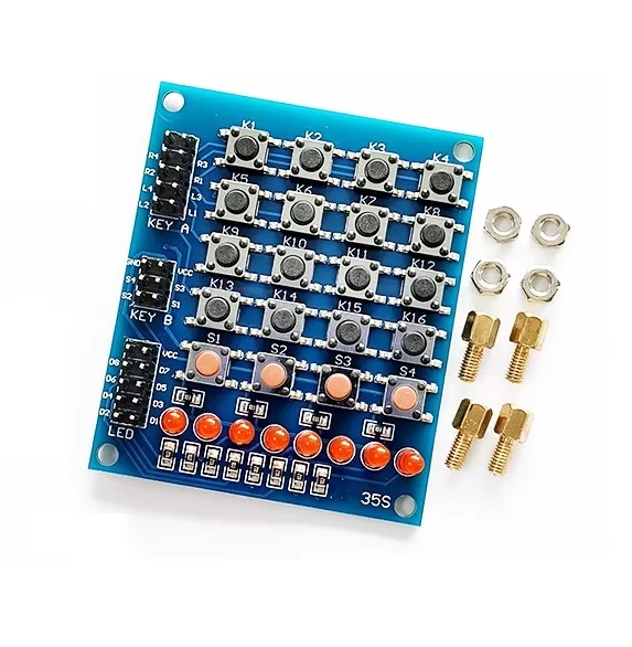 DIY Kit 4X4 Matrix Keyboard For Arduino Array Module 16 Key Push Buttons Tastatur Switch Keypad Panel 4*4 Tasten 8LEDs Accessory