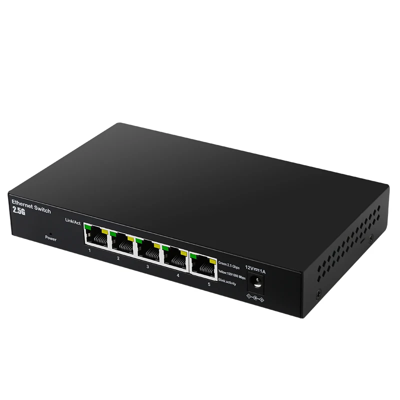 5 Ports 100/1000/2500Mbps  2.5G Unmanaged Ethernet Switch Support 5-20V DC Input