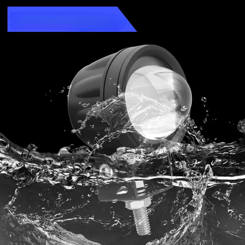 For Motorcycle Fog Light with Lens LED Headlight White Yellow  Auxiliary Spotlight Integrated High  Low Beam