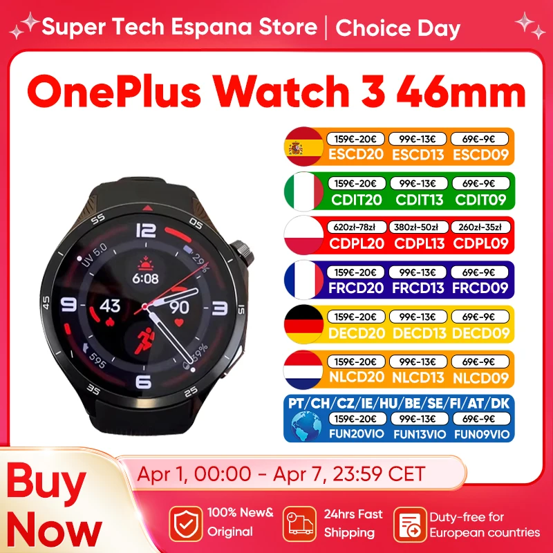 Neue OnePlus Watch 3 Global Version Smartwatch 1,50 Zoll LTPO AMOLED Display 32 GB Speicher Snapdragon W5 Wear OS von Google