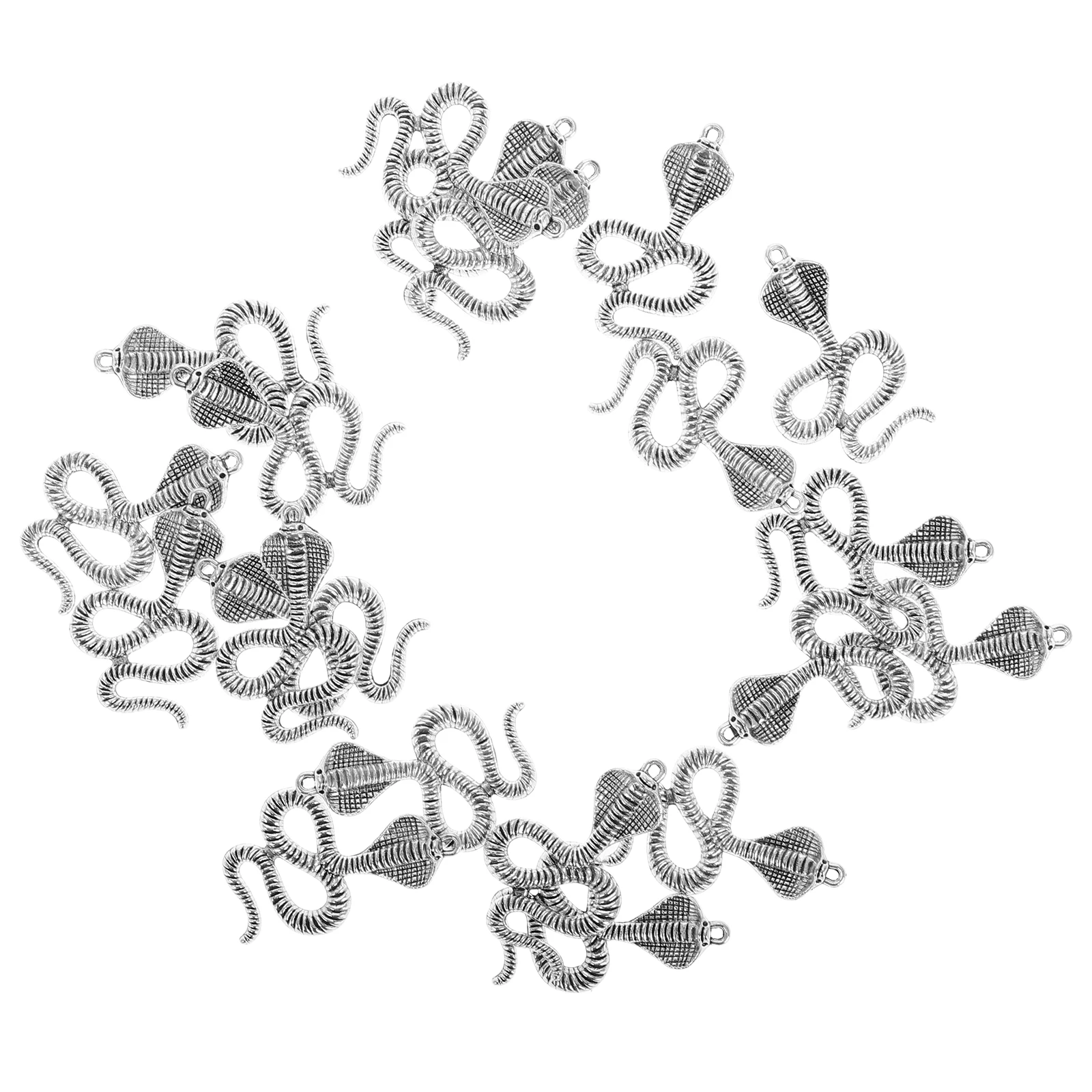 

20 Pcs Snake Pendant Alloy Accessories for Earrings Necklaces Keychains Durable Zinc Craftsmanship Daily Wear Parties cosplay