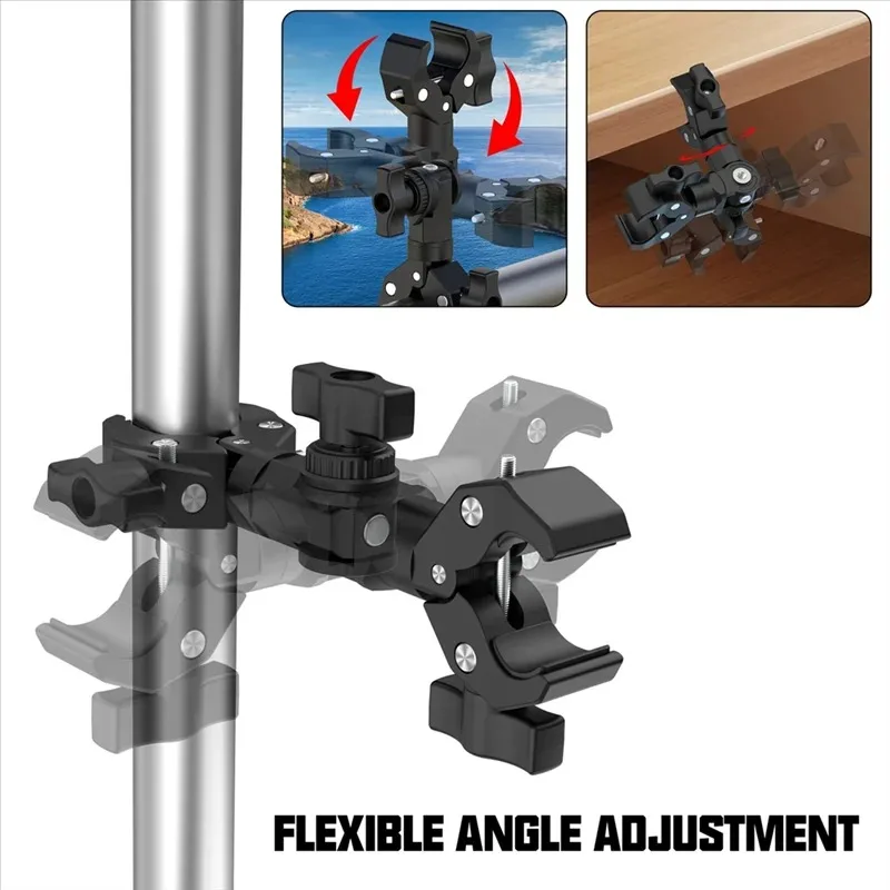 مزدوج المشبك جبل قوس ماجيك الذراع المشبك ل Gopro Insta 360 كاميرا مصباح ليد Selfie عصا دراجة نارية قوس #2