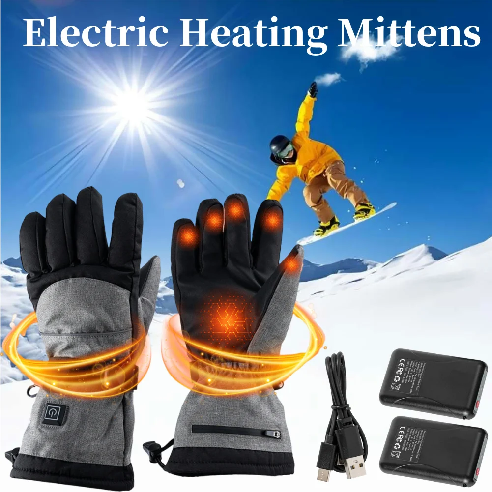 Electric Heated Gloves Smart Heating Gloves Waterproof Touch Screen Cycling Gloves Windproof Battery Operated for Skiing Riding