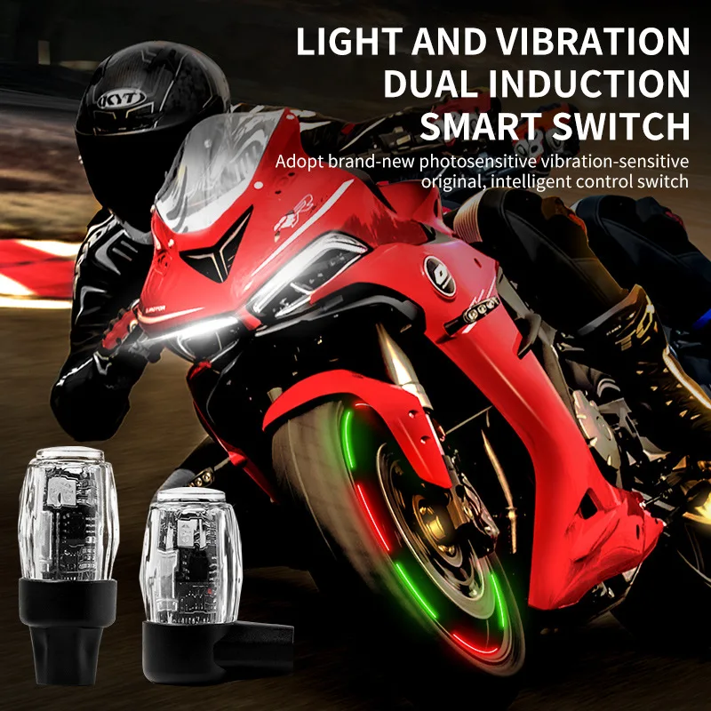 

LED Car Motorcycle Air Nozzle Decorative Light Colorful Vibration Sensor USB Charging Auto Wheel Tire Valve Cap Hub Ambient Lamp