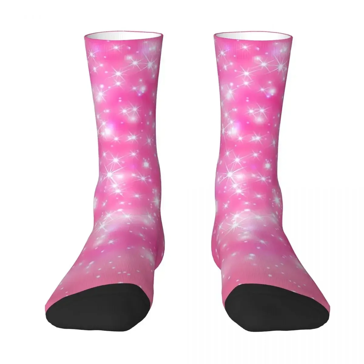 

Pink Glitter Sparkle Socks Harajuku High Quality Stockings All Season Long Socks Accessories for Man's Woman's Birthday Present