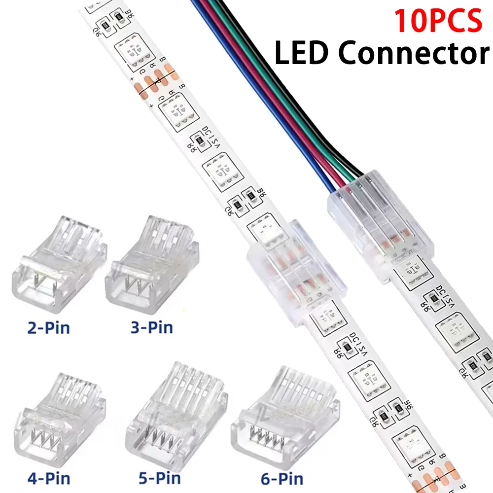 10 pièces connecteurs LED 2Pin 3Pin 4Pin 5Pin 6Pin bande LED à bandes bande à fil 8/10/12MM pour 5050 bande lumineuse connecteurs boucle