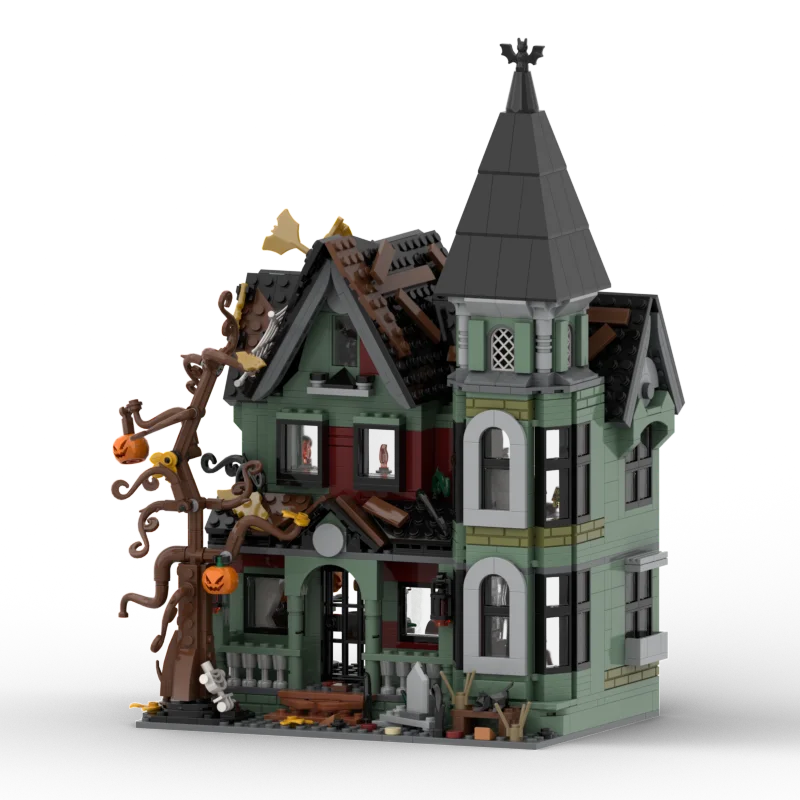 1246PCS Halloween Nightmare House Model Paper Manual Pumpkin Ghost Skeleton Hut Building Blocks Toys for Kids Christmas Gifts