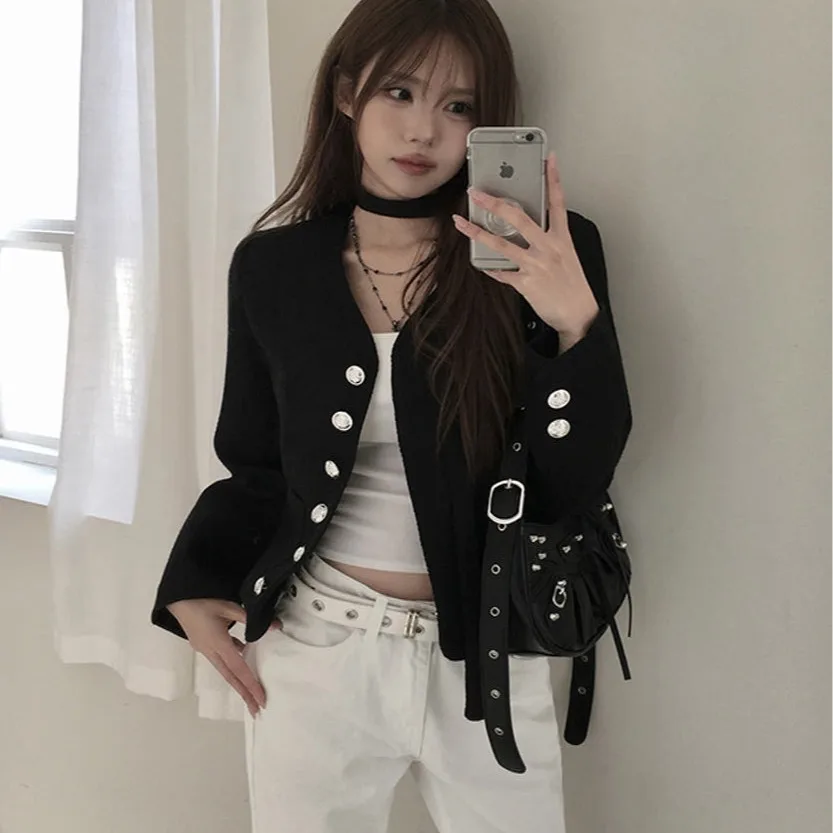 Casual Versatile Korean Style Women's Short Coat Fragile Fashion Long Sleeve All-Match Outerwear for Ladies