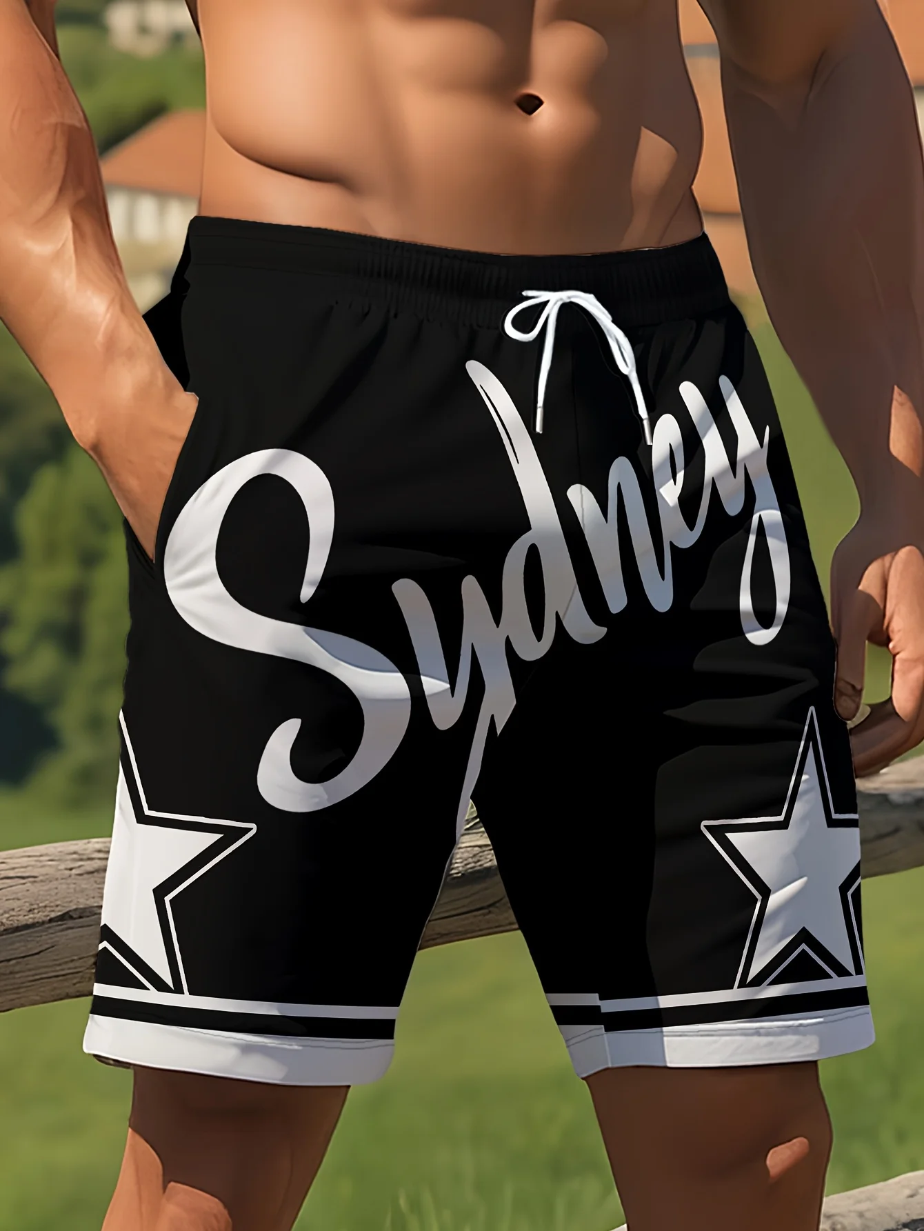 

The 2025 summer new men's shorts are casual and fashionable beach shorts with a five-pointed star print pattern