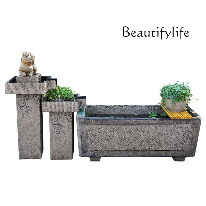S Chinese-style Flowing Water Ornament Courtyard Garden Balcony Outdoor Layout Landscaping Fish Pond Water Feature Small Fish Ta