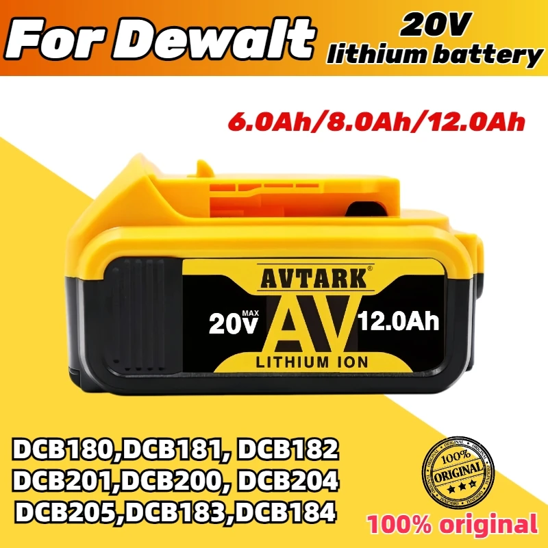 

Original DCB200 20V Rechargeable Battery for DeWalt 20V power tools DCB181 DCB184 DCB205 Replacement Li-ion Battery 12000mAh