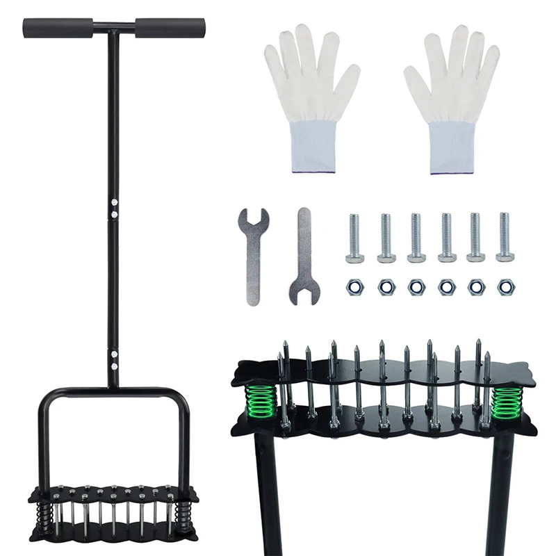Lawn Scarifier Lawn Aeration Tool Manual Yard Soil Loosener for Healthier Grass, Heavy Duty Garden Cultivator with Durable Spike