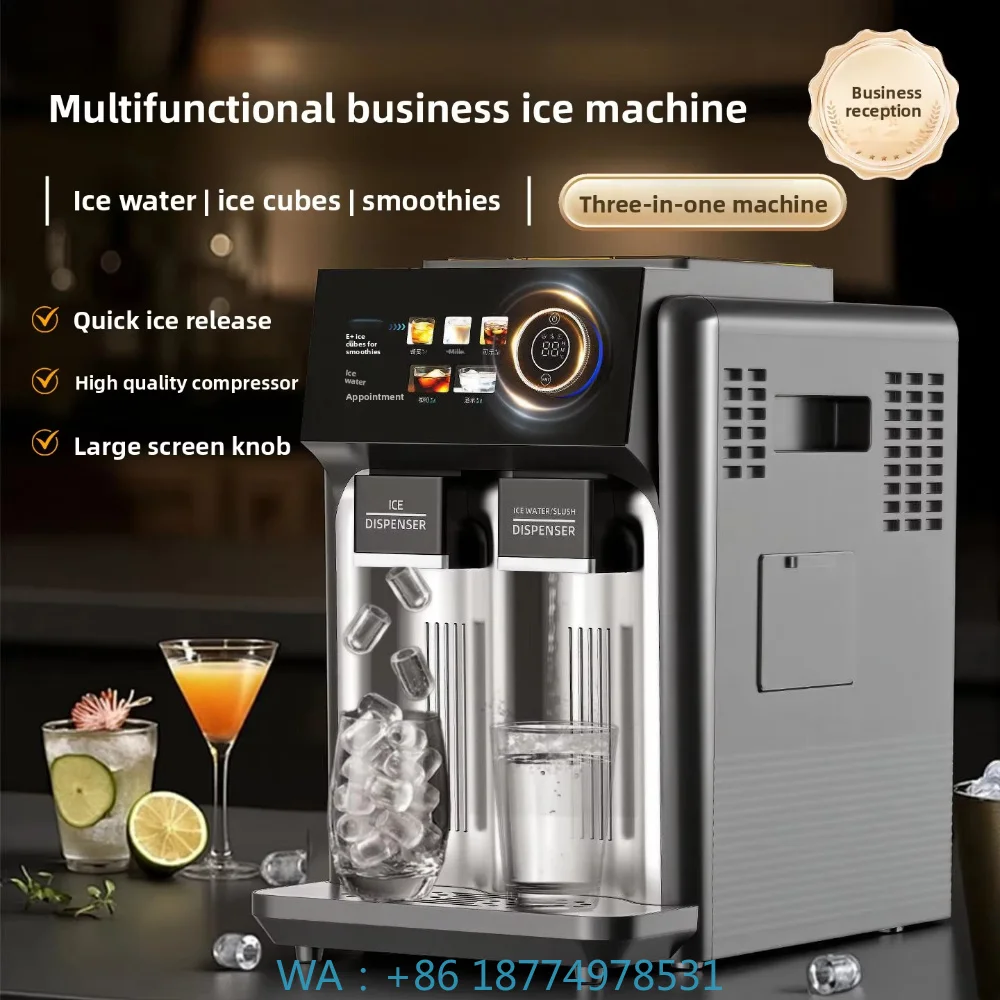 3-in-1 Multi-Function Ice Maker & Water Dispenser, Produces Bullet-Shaped Ice Cubes for Commercial Scenarios